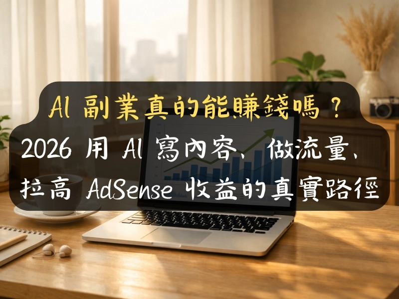 AI 副業真的能賺錢嗎？2026 用 AI 寫內容、做流量、拉高 AdSense 收益的真實路徑