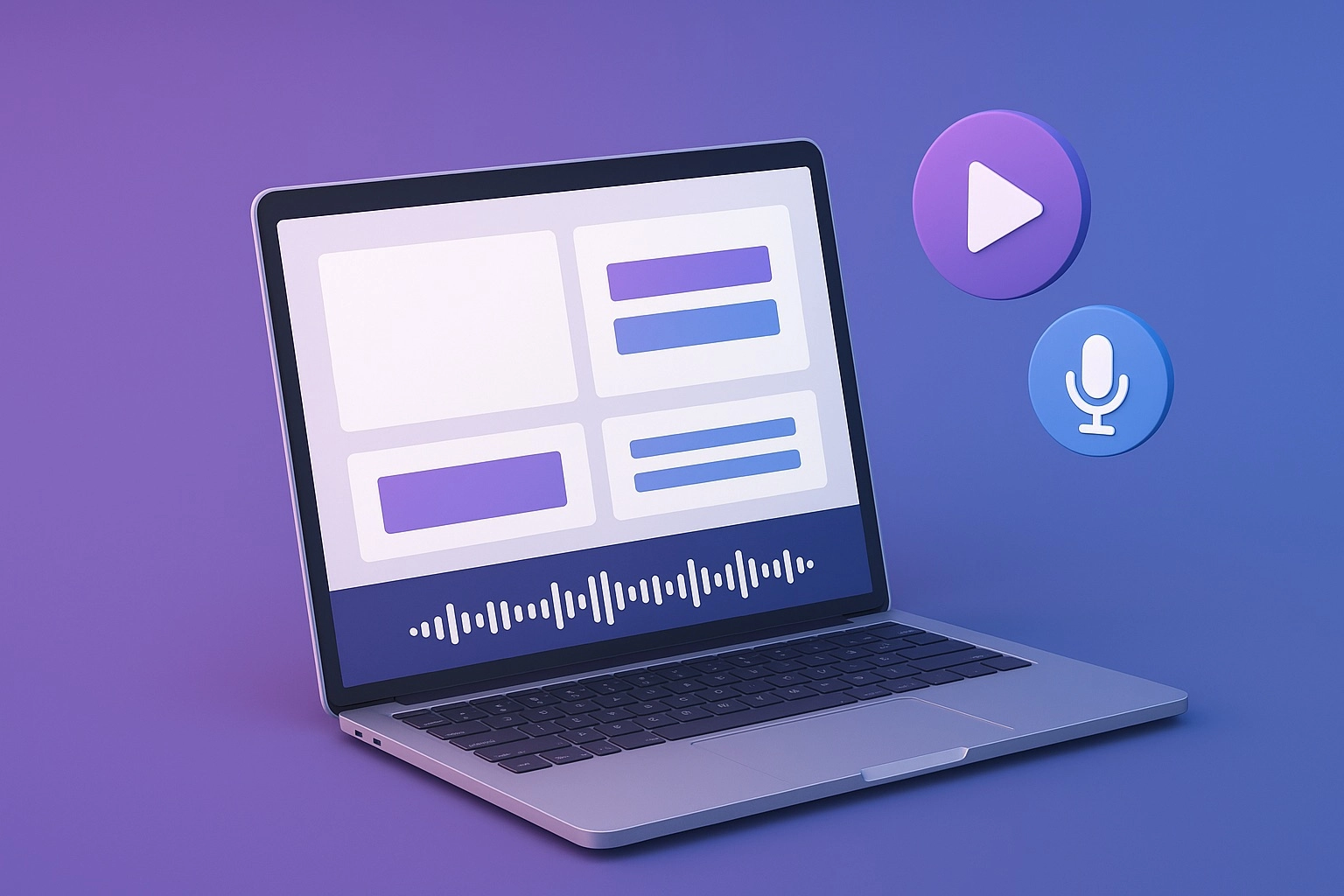 AI 影音工具概念圖，展示 Gamma 簡報和 ElevenLabs 配音功能