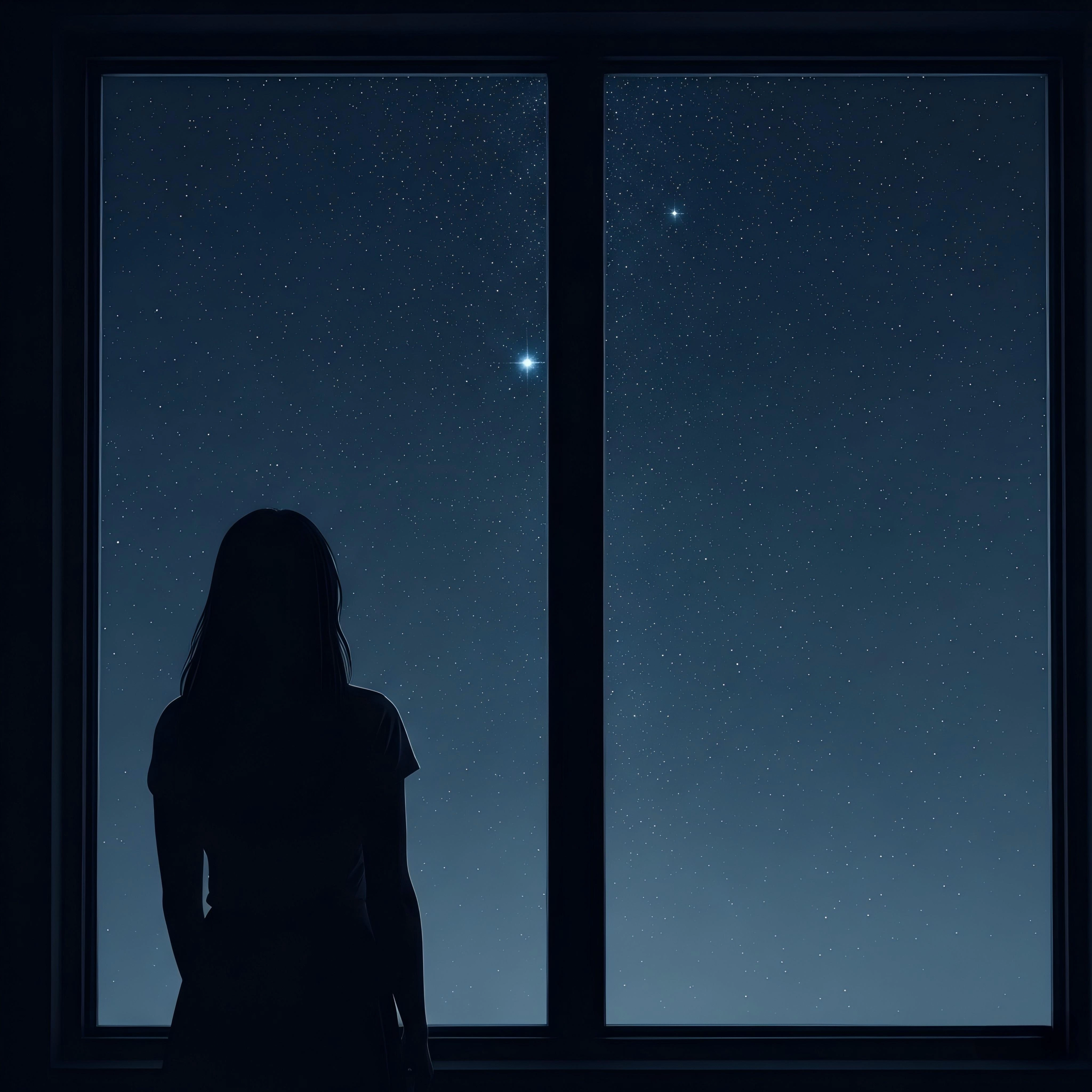 一名女子在星空下深呼吸,象徵離婚後重新開始尋找內心平靜