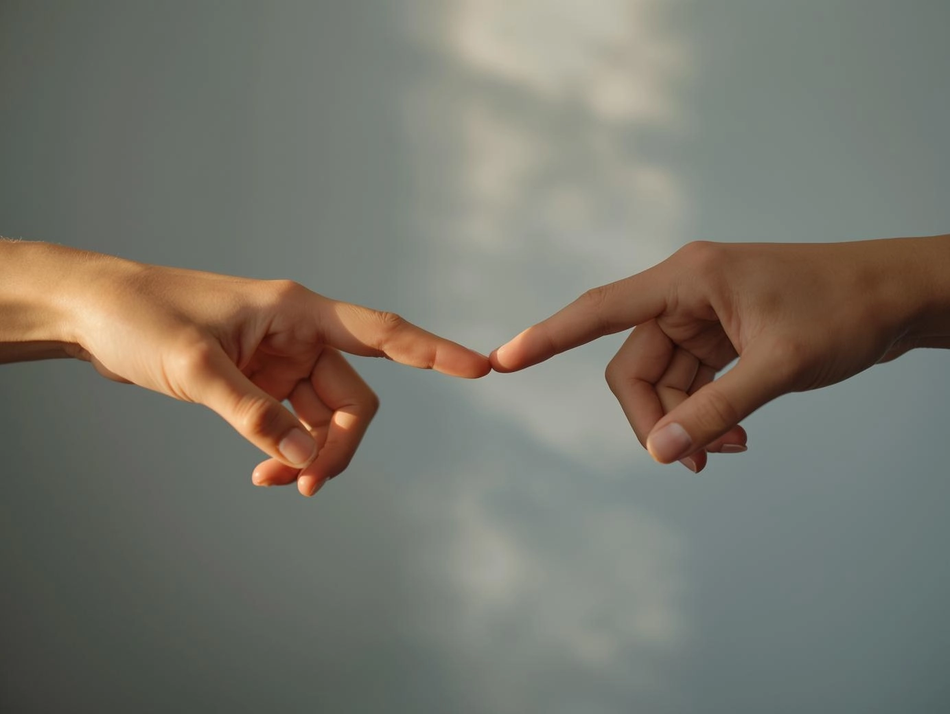 兩隻手差一點點就要牽在一起，象徵關係修復的可能性與評估關係是否值得挽救
