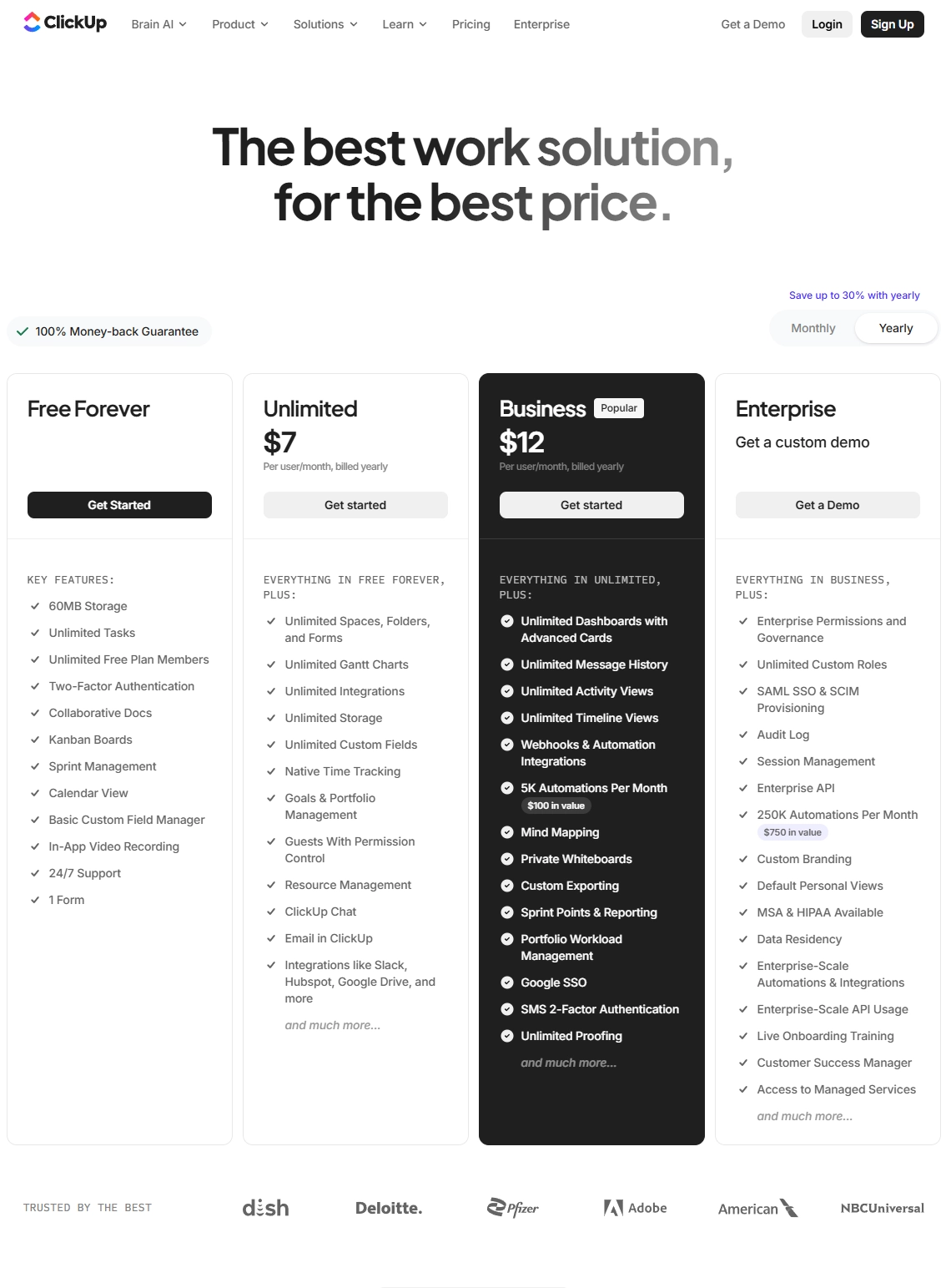 ClickUp 方案價格