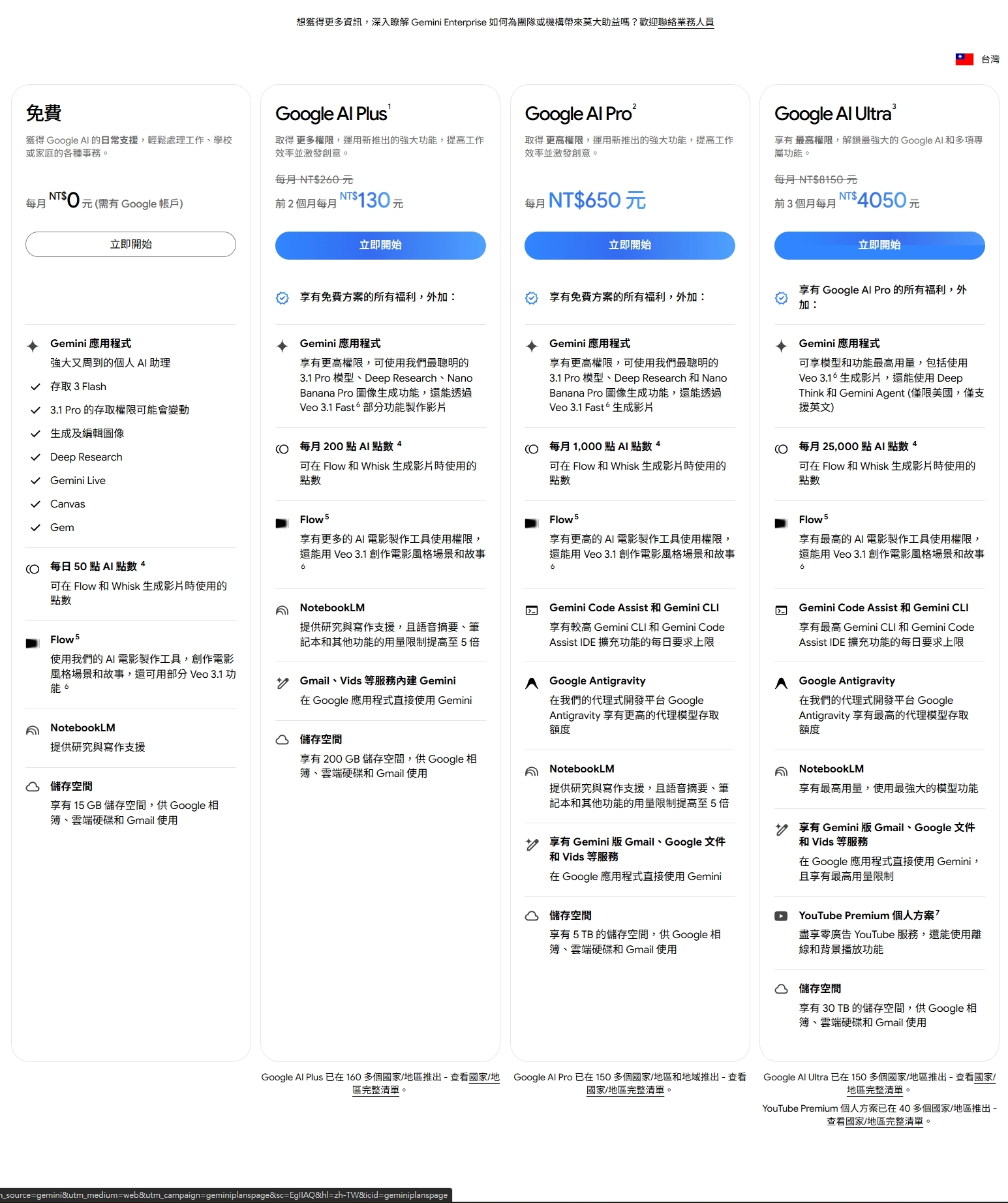 Gemini訂閱方案