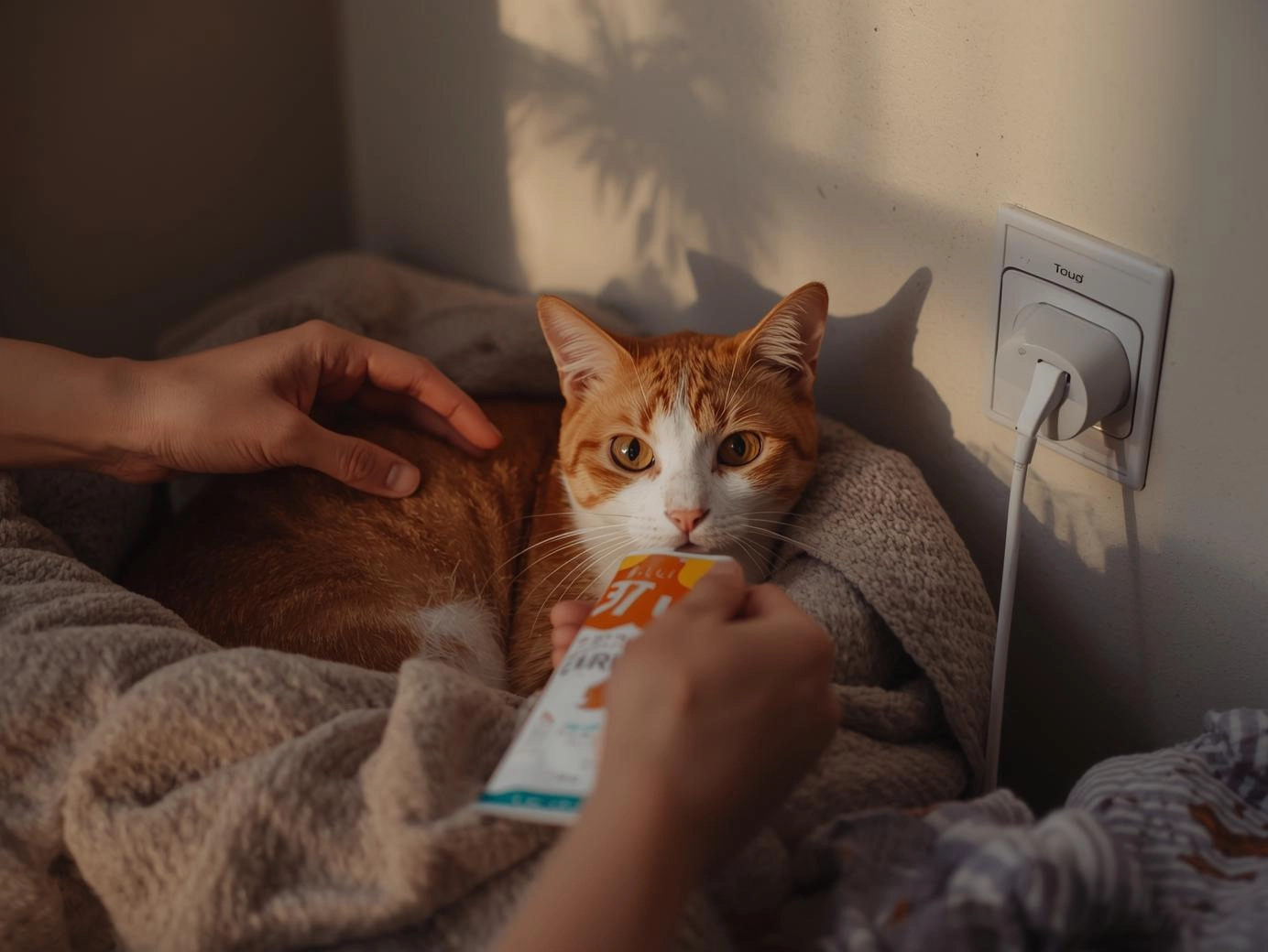 地震後貓咪躲角落用肉泥安撫-震後心理創傷照顧