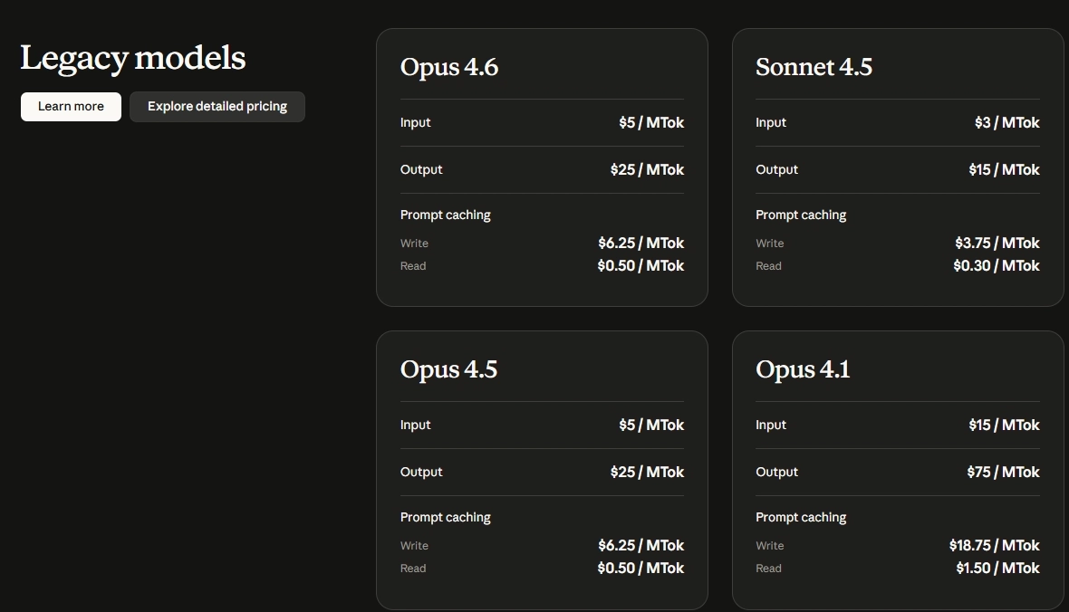 Claude 模型歷史定價