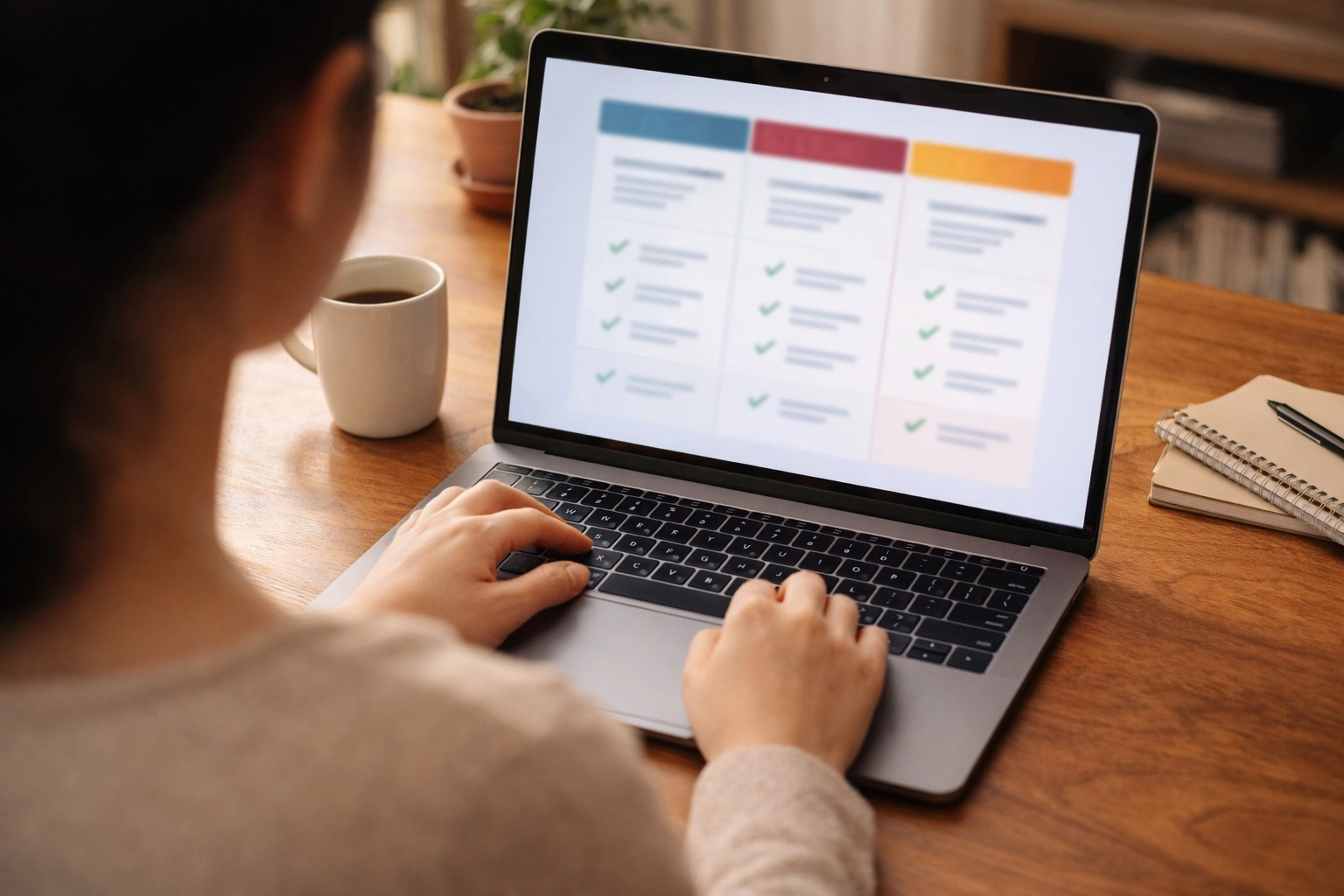 在家用筆電比較台胞證代辦社方案的情境照片