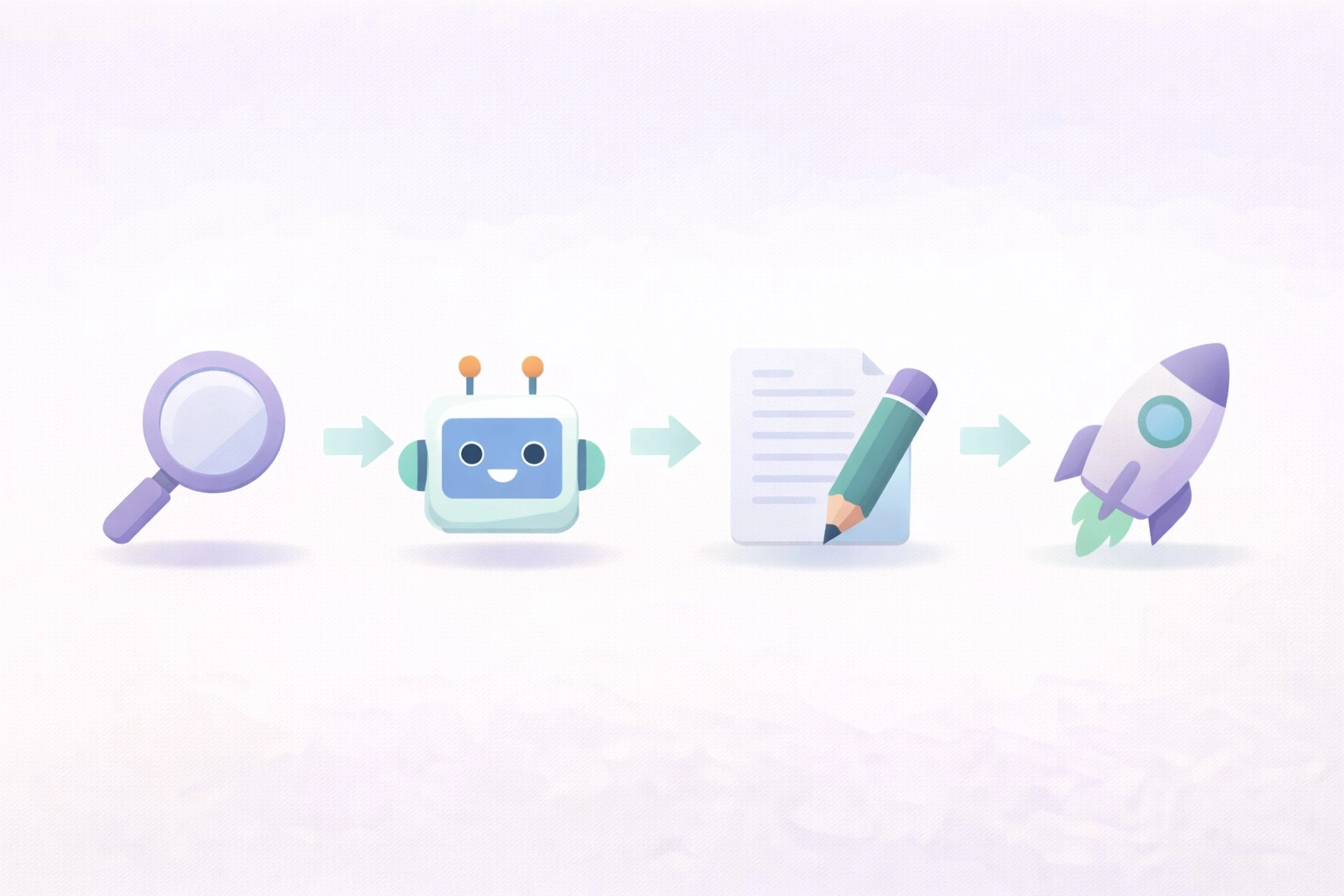 AI 寫作工作流程四步驟示意圖