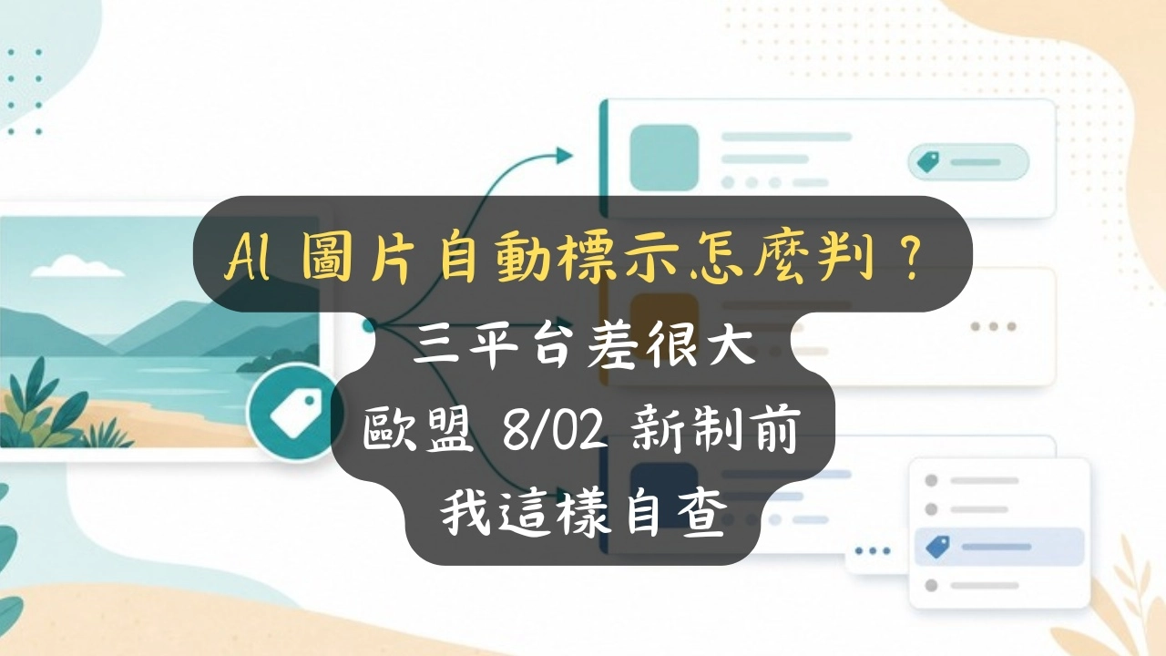 AI 圖片自動標示怎麼判？三平台差很大，歐盟 8/02 新制前我這樣自查
