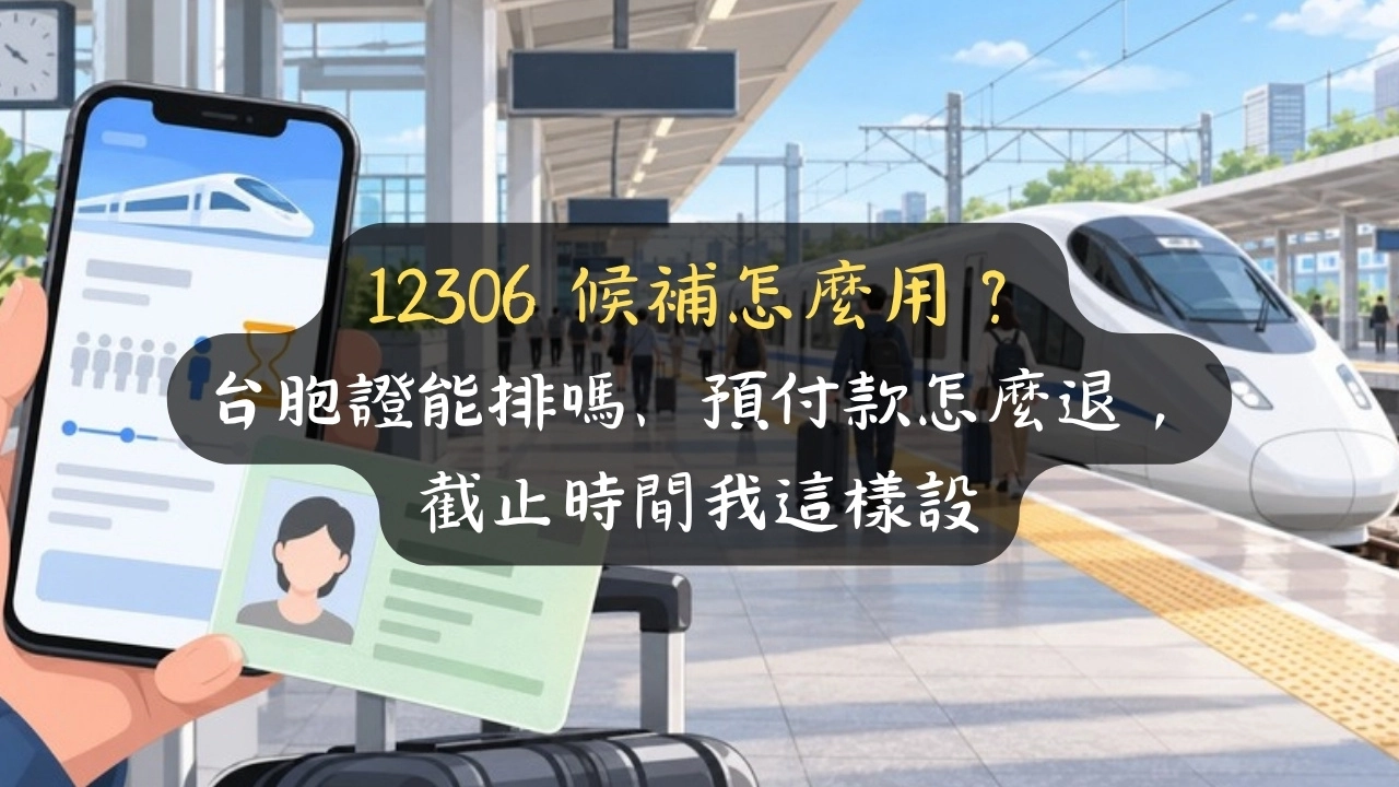 12306 候補怎麼用？台胞證能排嗎、預付款怎麼退，截止時間我這樣設