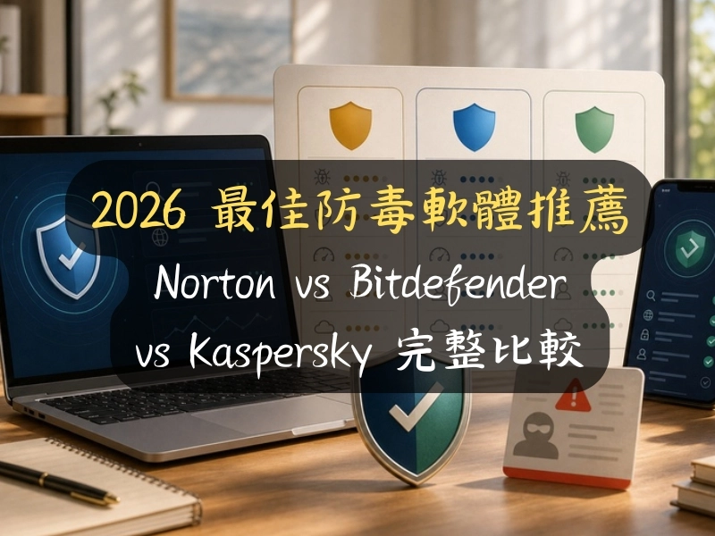 2026 最佳防毒軟體推薦：Norton vs Bitdefender vs Kaspersky 完整比較