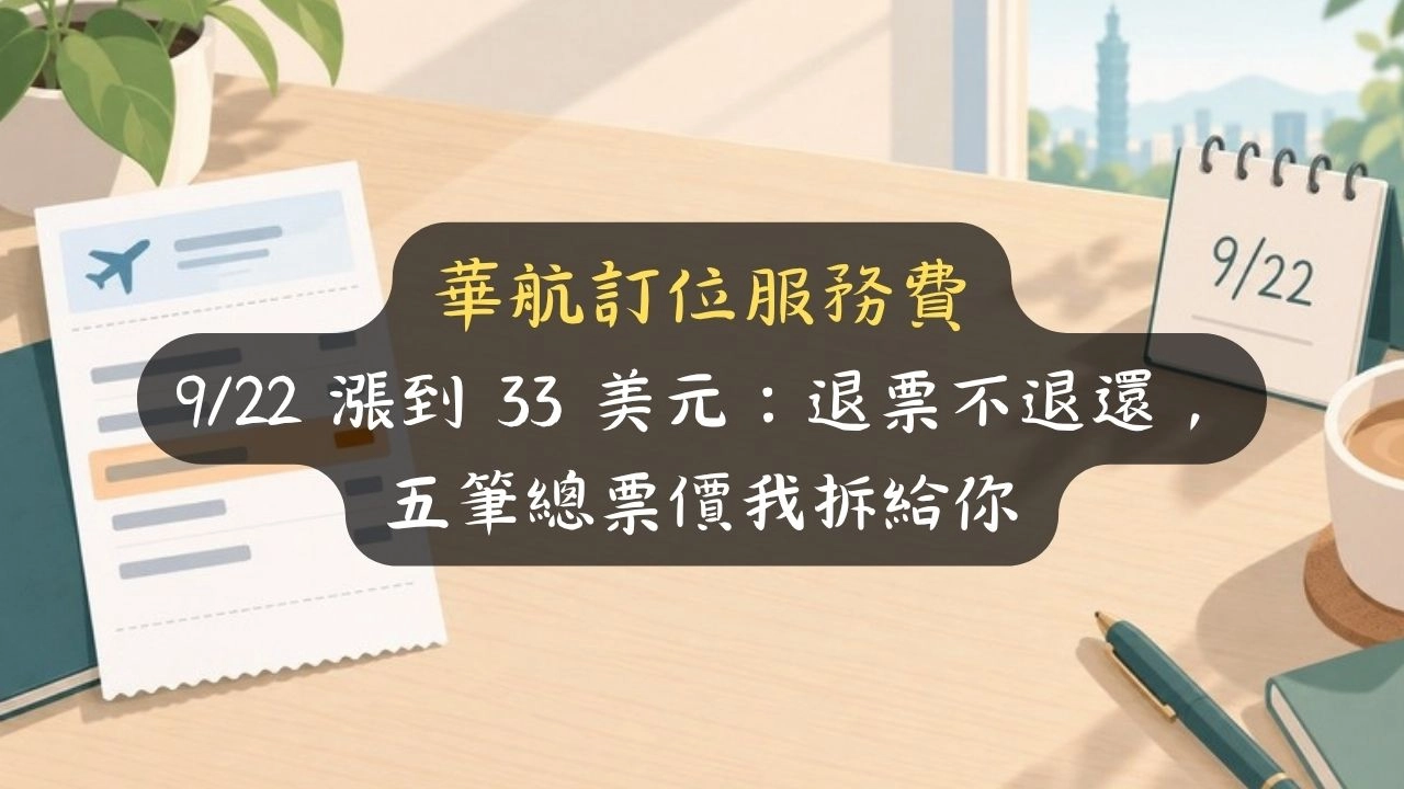 22 漲到 33 美元：退票不退還，五筆總票價我拆給你