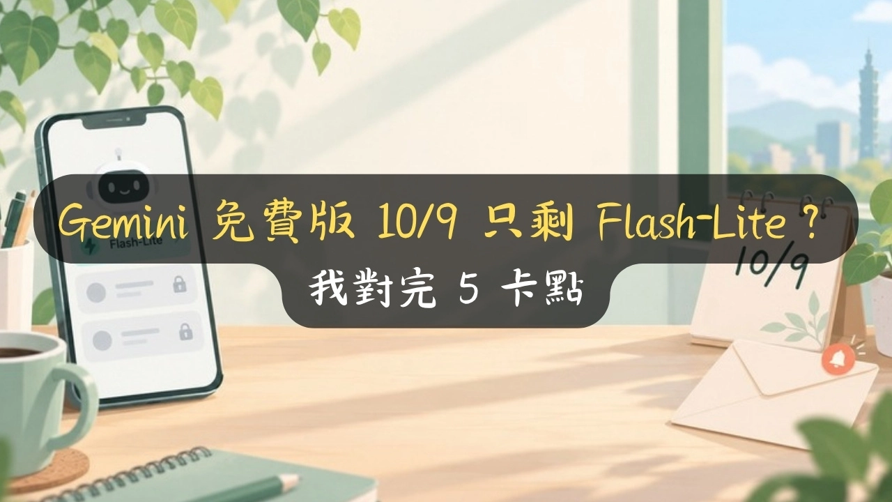 Gemini 免費版 10/9 只剩 Flash-Lite？我對完 5 卡點