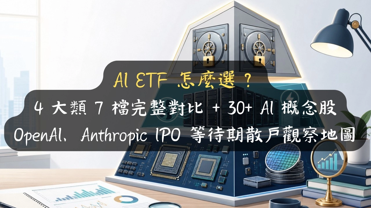 AI ETF 怎麼選？4 大類 7 檔完整對比 + 30+ AI 概念股，OpenAI、Anthropic IPO 等待期散戶觀察地圖