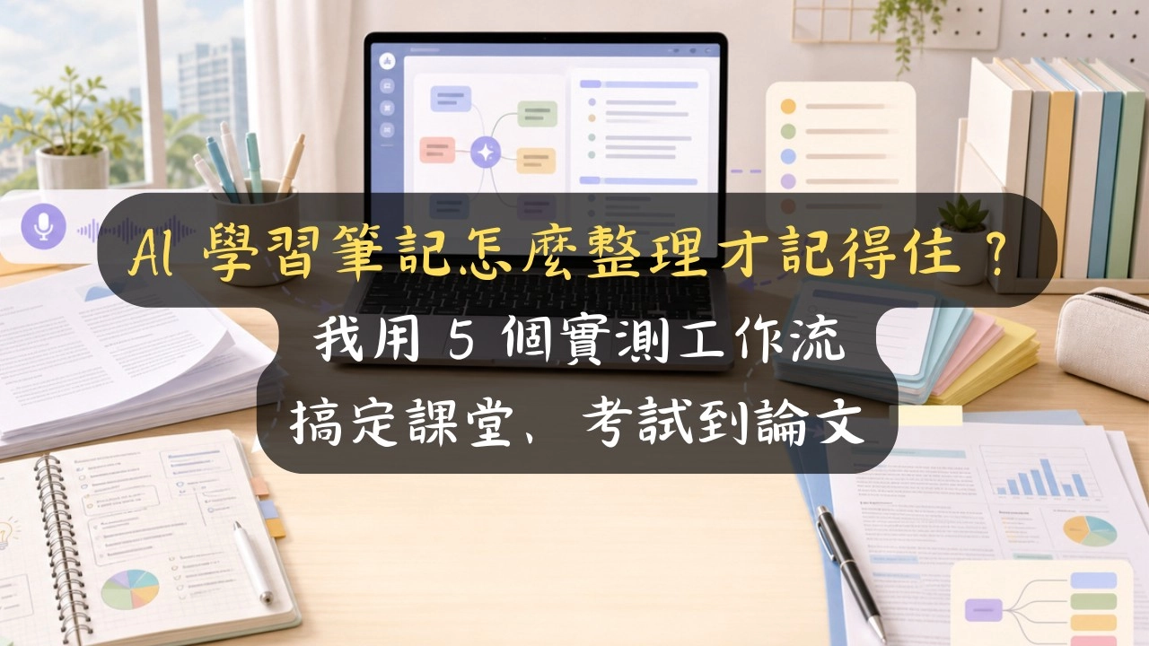 AI 學習筆記怎麼整理才記得住？我用 5 個實測工作流搞定課堂、考試到論文