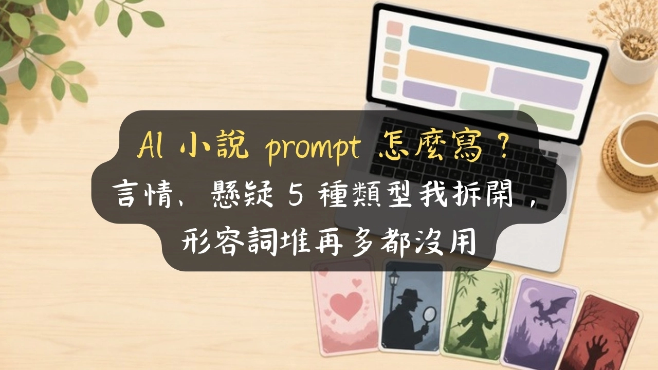 AI 小說 prompt 怎麼寫？言情、懸疑 5 種類型我拆開，形容詞堆再多都沒用
