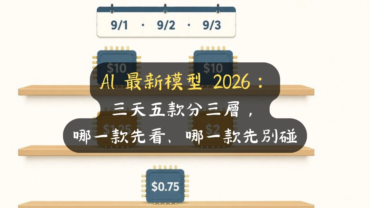 AI 最新模型 2026：三天五款分三層，哪一款先看、哪一款先別碰