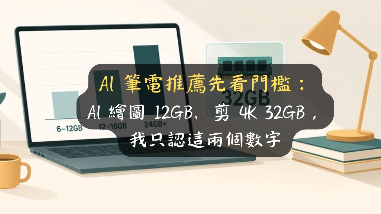 AI 筆電推薦先看門檻：AI 繪圖 12GB、剪 4K 32GB，我只認這兩個數字