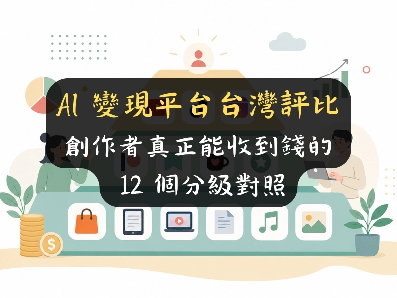 AI 變現平台台灣評比：創作者真正能收到錢的 12 個分級對照