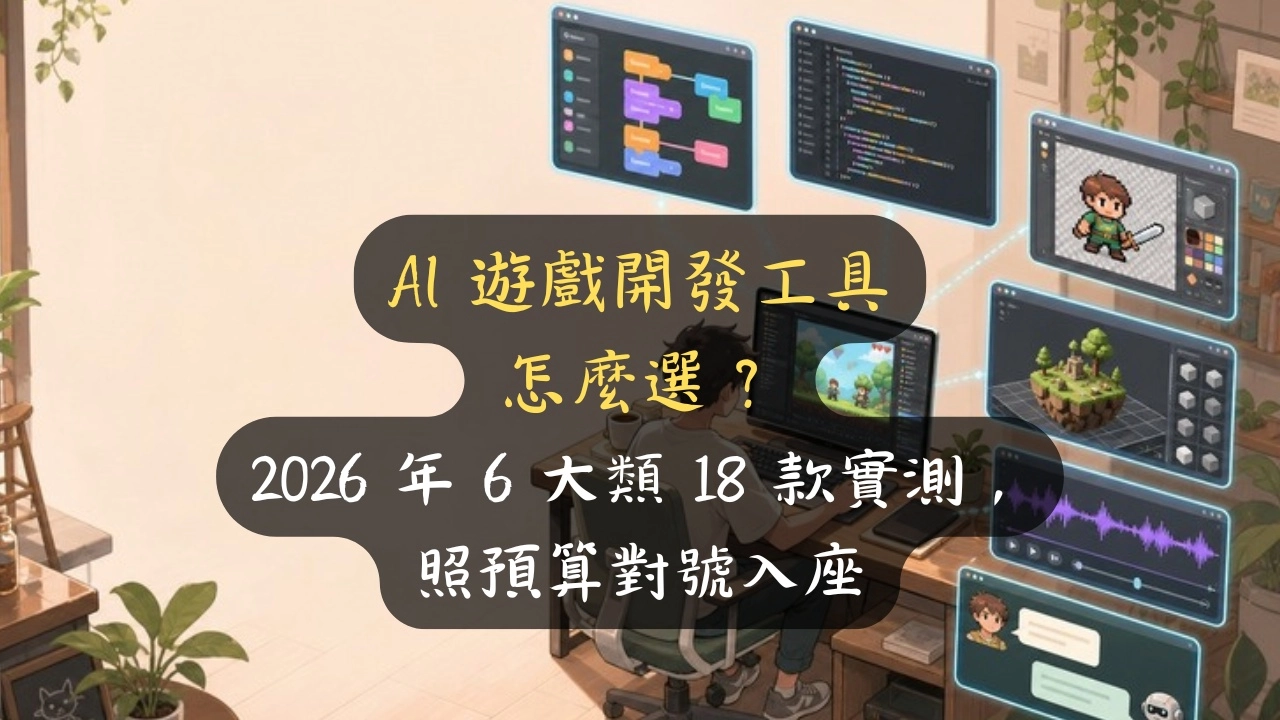 AI 遊戲開發工具怎麼選？6 大類 18 款預算對號入座