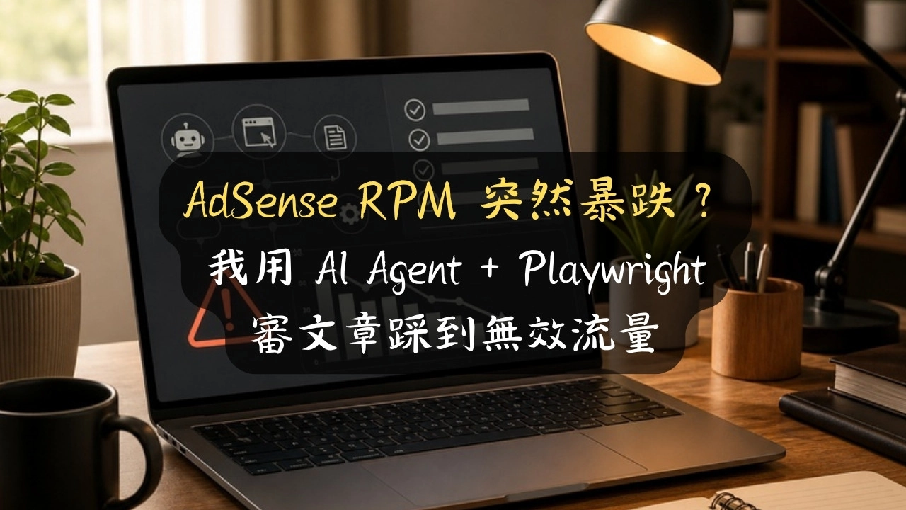 AdSense RPM 突然暴跌？我用 AI Agent + Playwright 審文章踩到無效流量