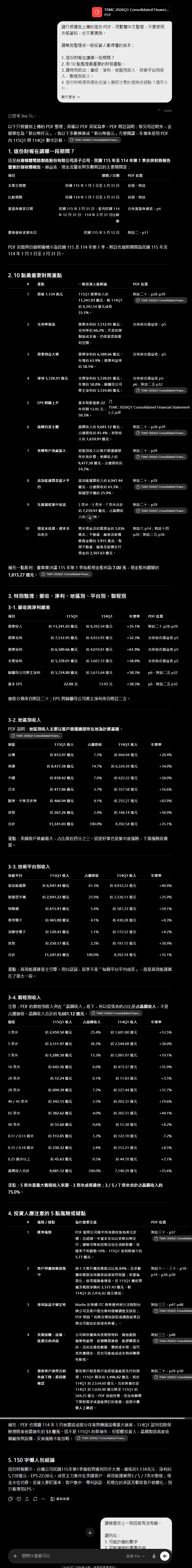 ChatGPT 5.5 pro 延長研究思考 分析台積電財報PDF 實測結果