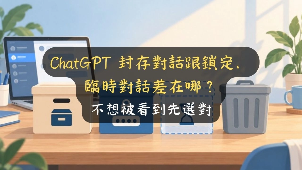 ChatGPT 封存對話跟鎖定、臨時對話差在哪？不想被看到先選對