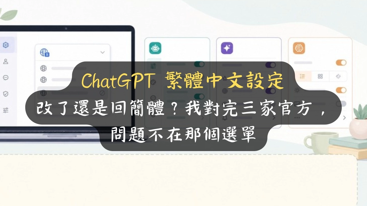 ChatGPT 繁體中文設定改了還是回簡體？我對完三家官方，問題不在那個選單