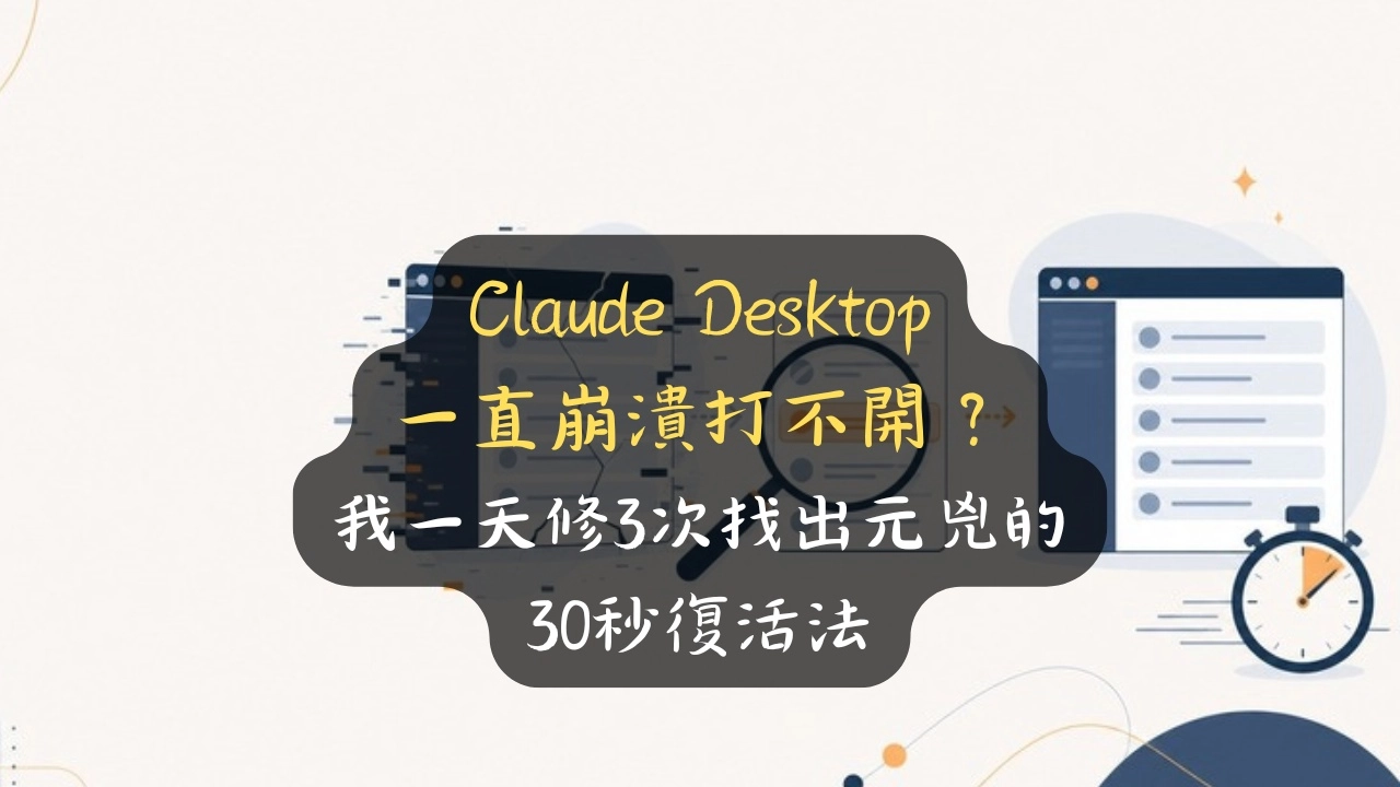 Claude Desktop 一直崩潰打不開？我一天修3次找出元兇的30秒復活法