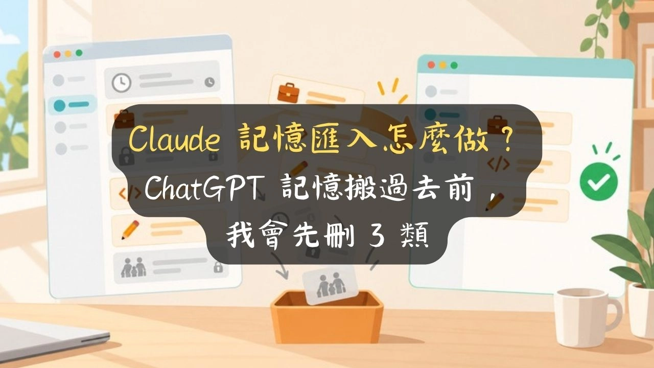 Claude 記憶匯入怎麼做？ChatGPT 記憶搬過去前，我會先刪 3 類