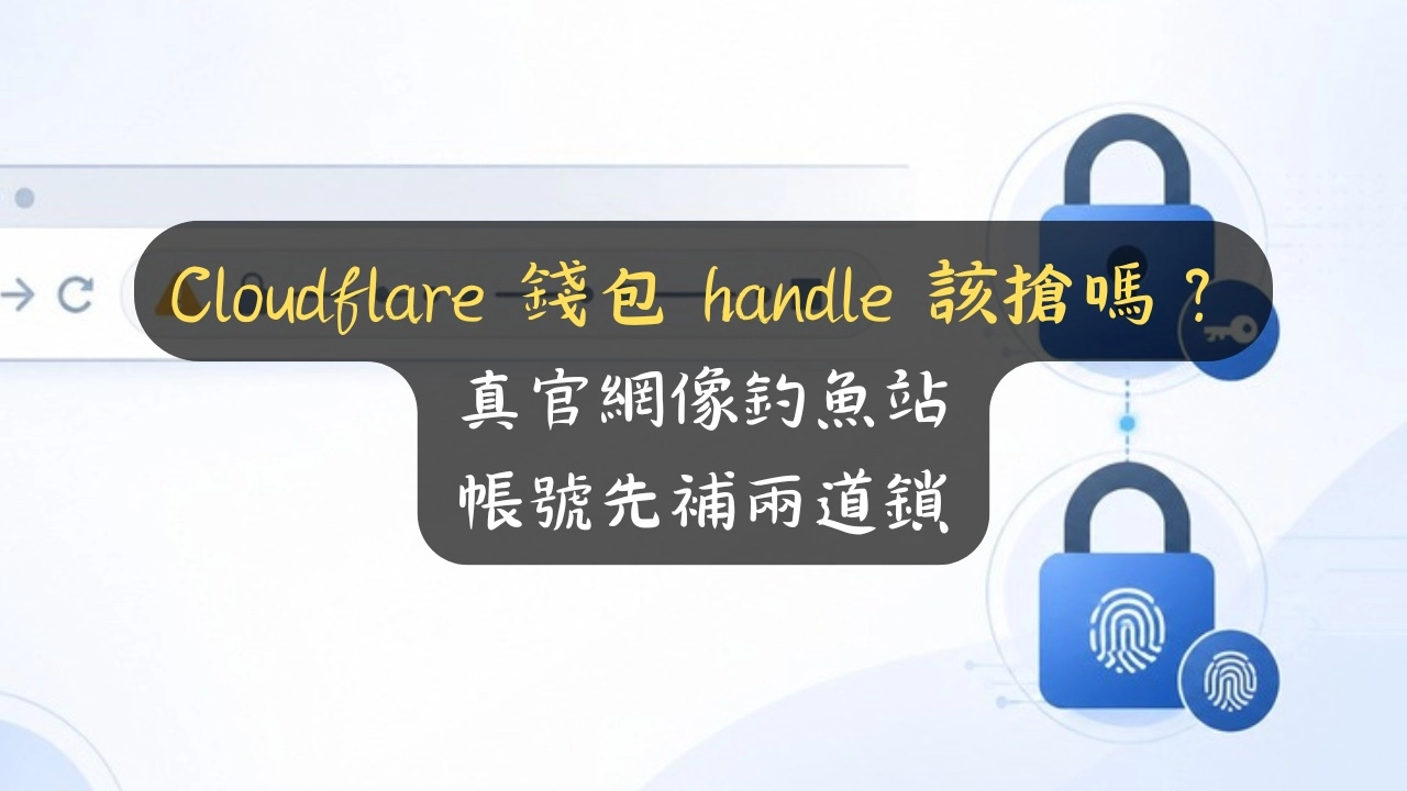 Cloudflare 錢包 handle 該搶嗎？真官網像釣魚站，帳號先補兩道鎖