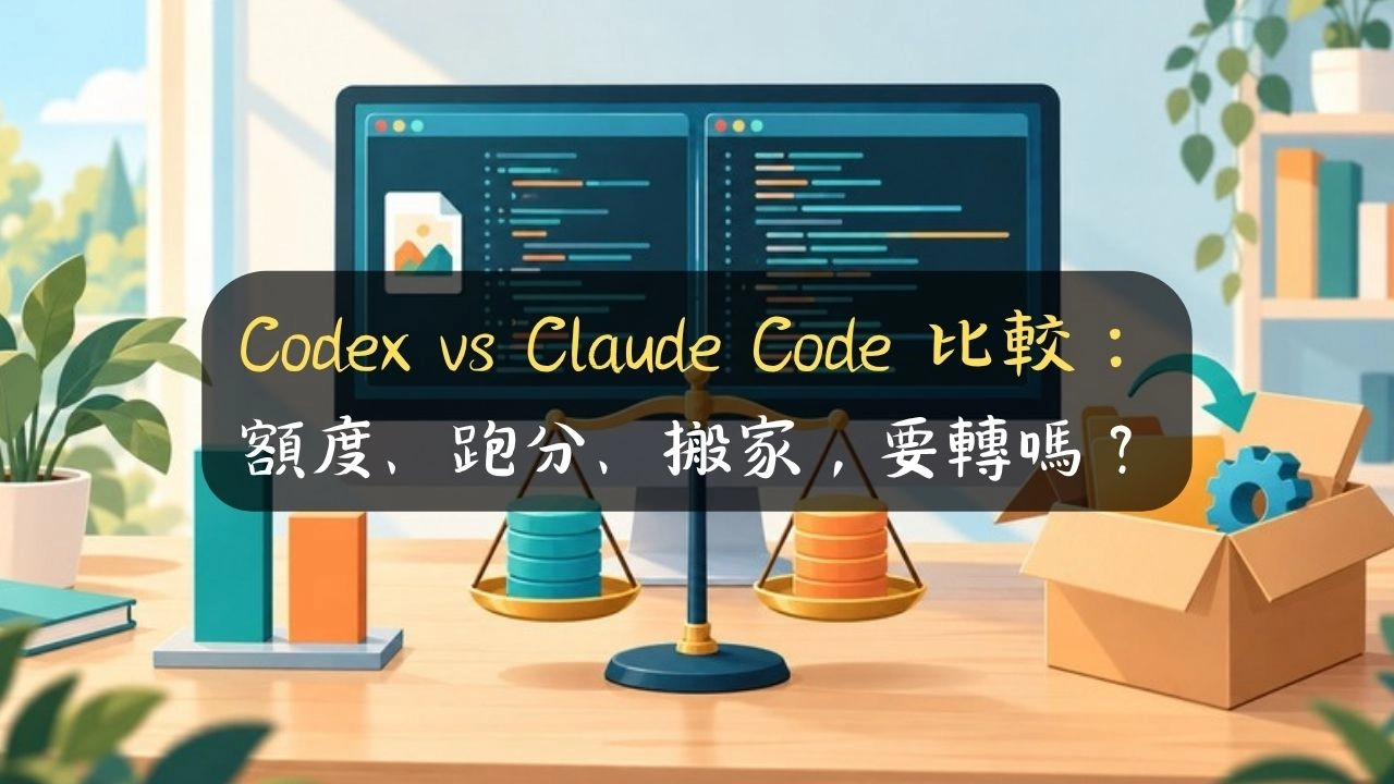 Codex vs Claude Code 比較：額度、跑分、搬家，要轉嗎？