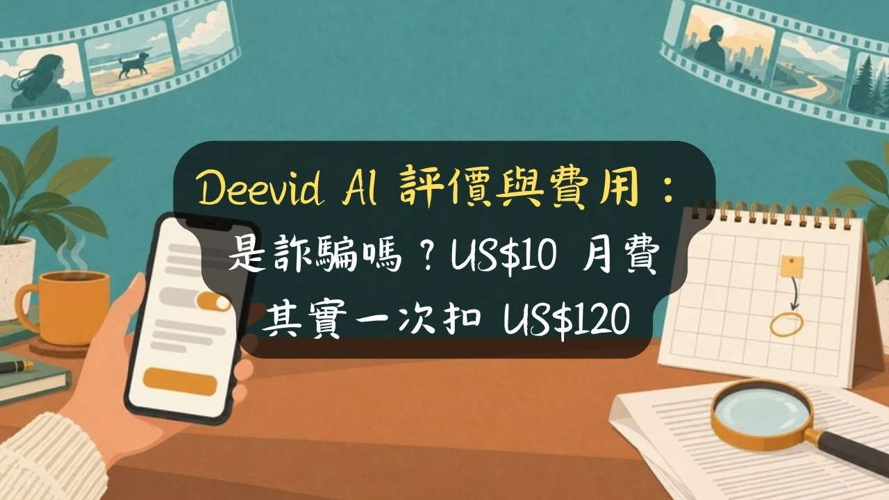 Deevid AI 評價與費用：是詐騙嗎？US$10 月費其實一次扣 US$120