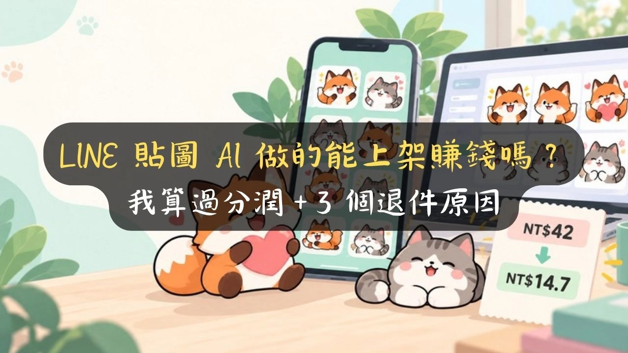 LINE 貼圖 AI 做的能上架賺錢嗎？我算過分潤＋3 個退件原因