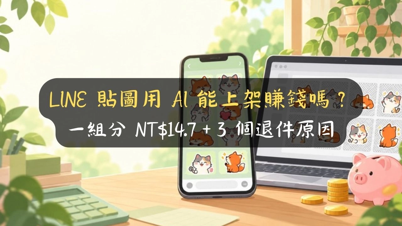 LINE 貼圖用 AI 能上架賺錢嗎？一組分 NT$14.7＋3 個退件原因