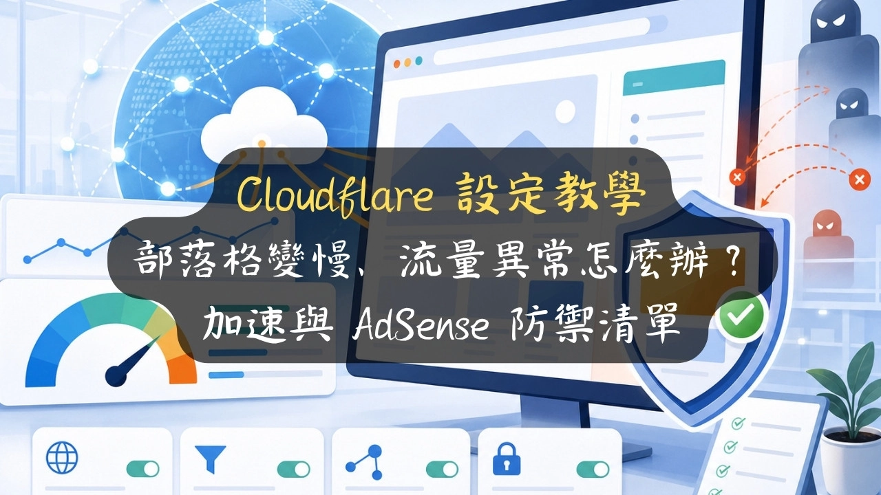 Cloudflare 設定教學：部落格變慢、流量異常怎麼辦？加速與 AdSense 防禦清單