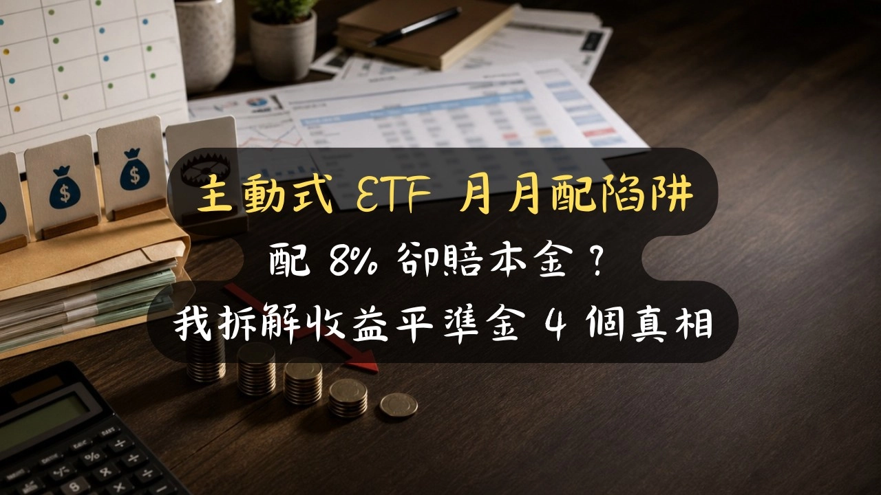 主動式 ETF 月月配陷阱：配 8% 卻賠本金？我拆解收益平準金 4 個真相