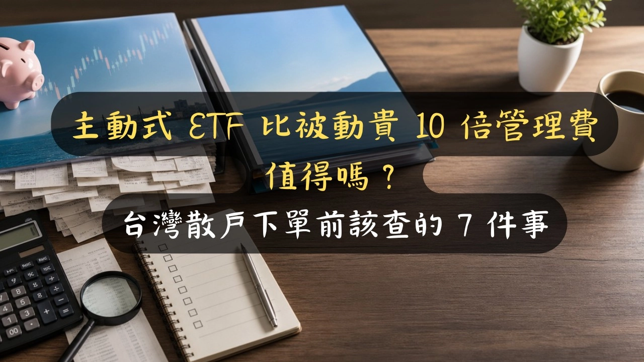 主動式 ETF 比被動貴 10 倍管理費值得嗎？台灣散戶下單前該查的 7 件事