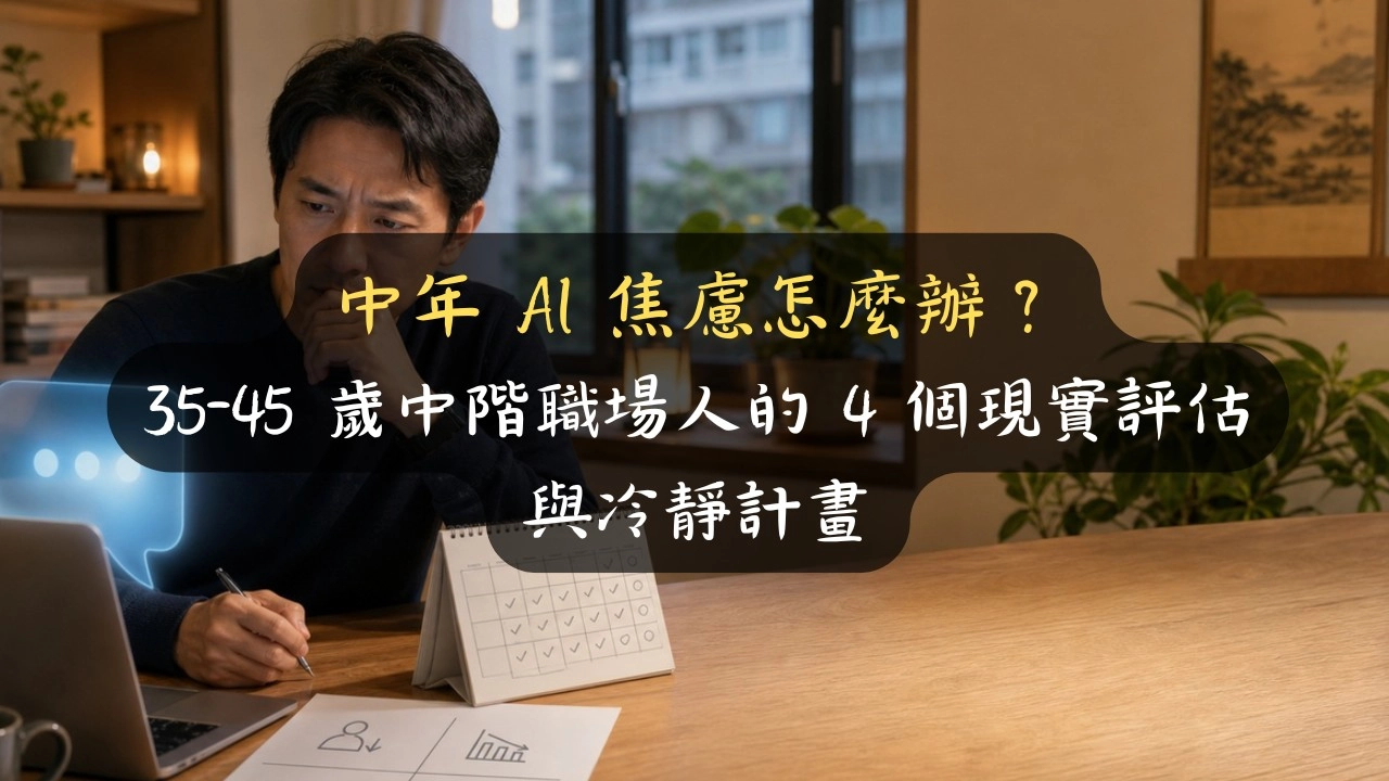 中年 AI 焦慮怎麼辦？35-45 歲中階職場人的 4 個現實評估與冷靜計畫