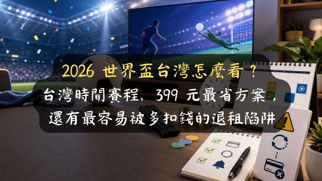 2026 世界盃台灣怎麼看？台灣時間賽程、399 元最省方案，還有最容易被多扣錢的退租陷阱