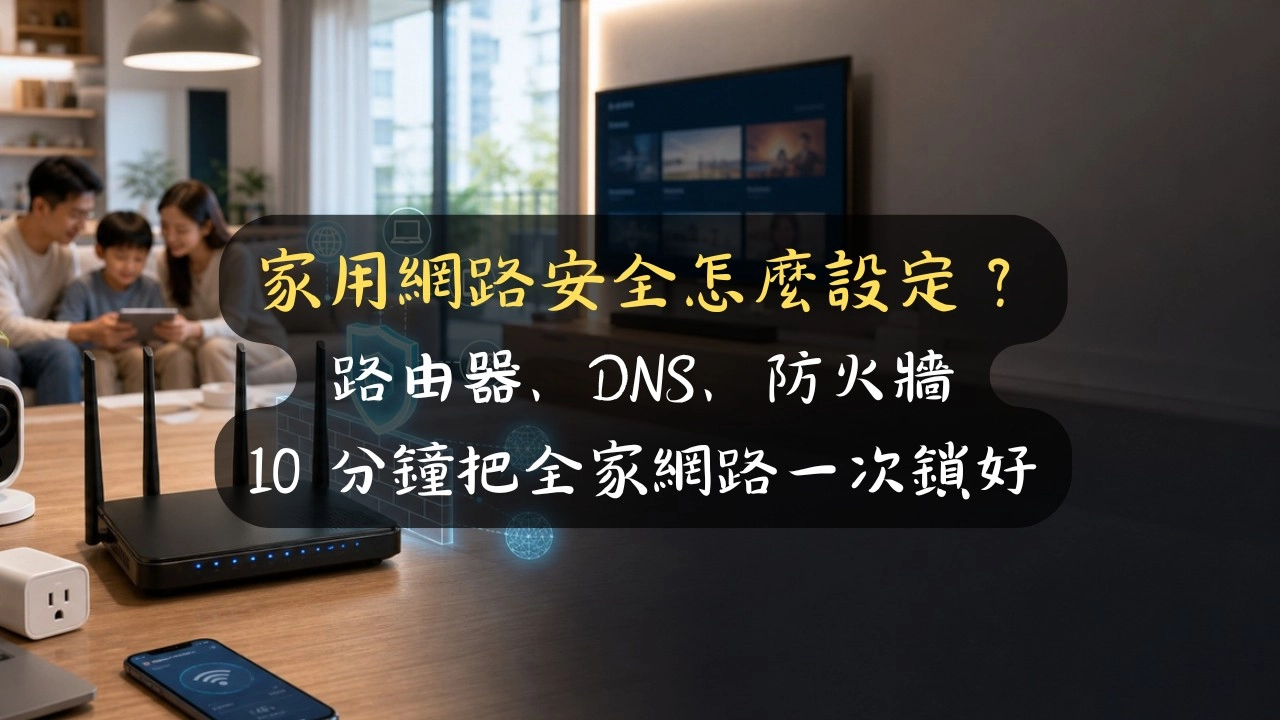 家用網路安全怎麼設定？路由器、DNS、防火牆，10 分鐘把全家網路一次鎖好