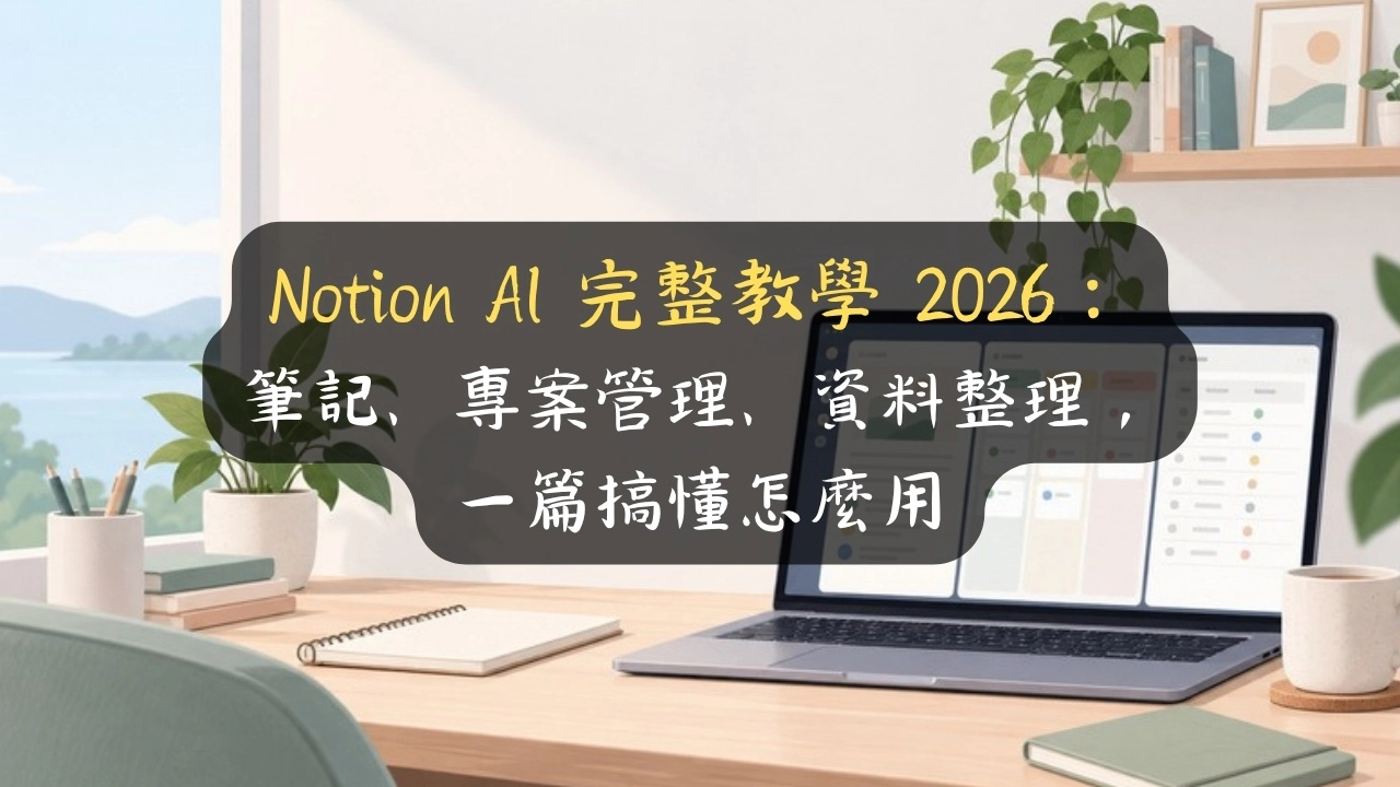 Notion AI 完整教學 2026：筆記、專案管理、資料整理，一篇搞懂怎麼用