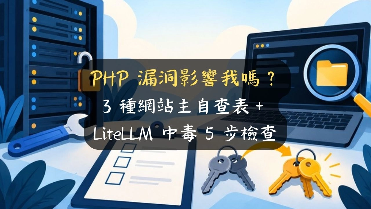 PHP 漏洞影響我嗎？3 種網站主自查表＋LiteLLM 中毒 5 步檢查