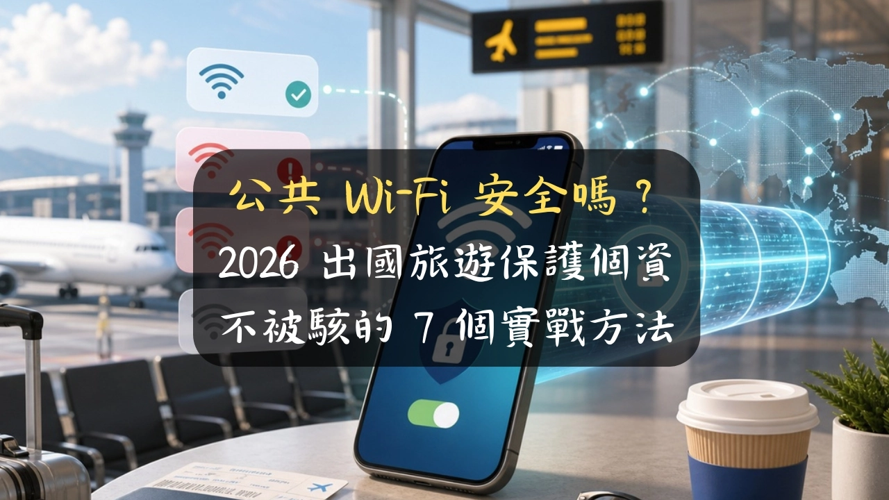 公共 Wi-Fi 安全嗎？2026 出國旅遊保護個資不被駭的 7 個實戰方法
