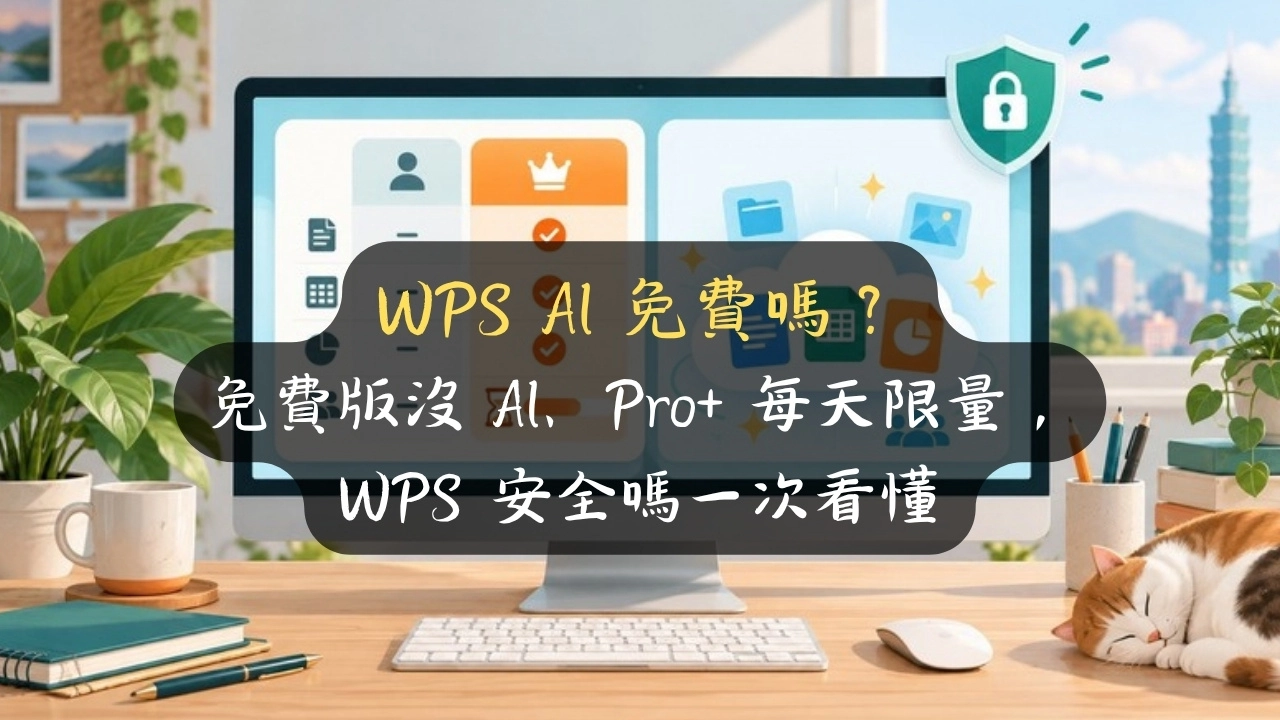 WPS AI 免費嗎？免費版沒 AI、Pro+ 每天限量，WPS 安全嗎一次看懂