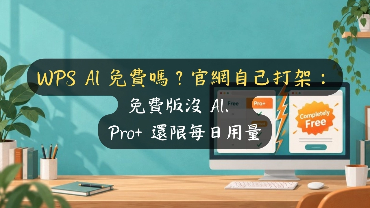 WPS AI 免費嗎？官網自己打架：免費版沒 AI、Pro+ 還限每日用量