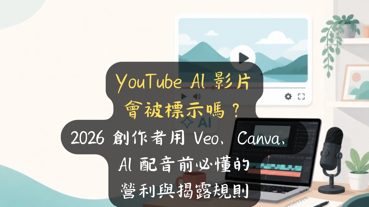 YouTube AI 影片會被標示嗎？Veo、Canva、AI 配音的營利與揭露規則