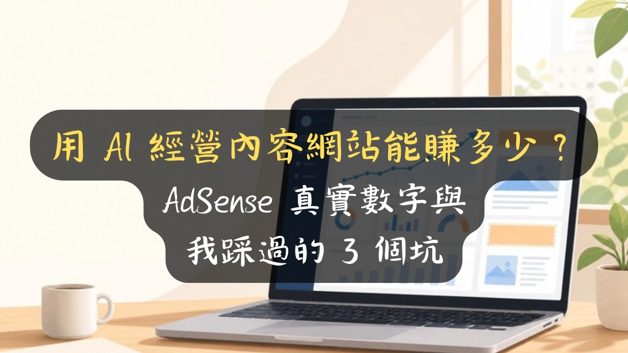 用 AI 經營內容網站能賺多少？AdSense 真實數字與我踩過的 3 個坑