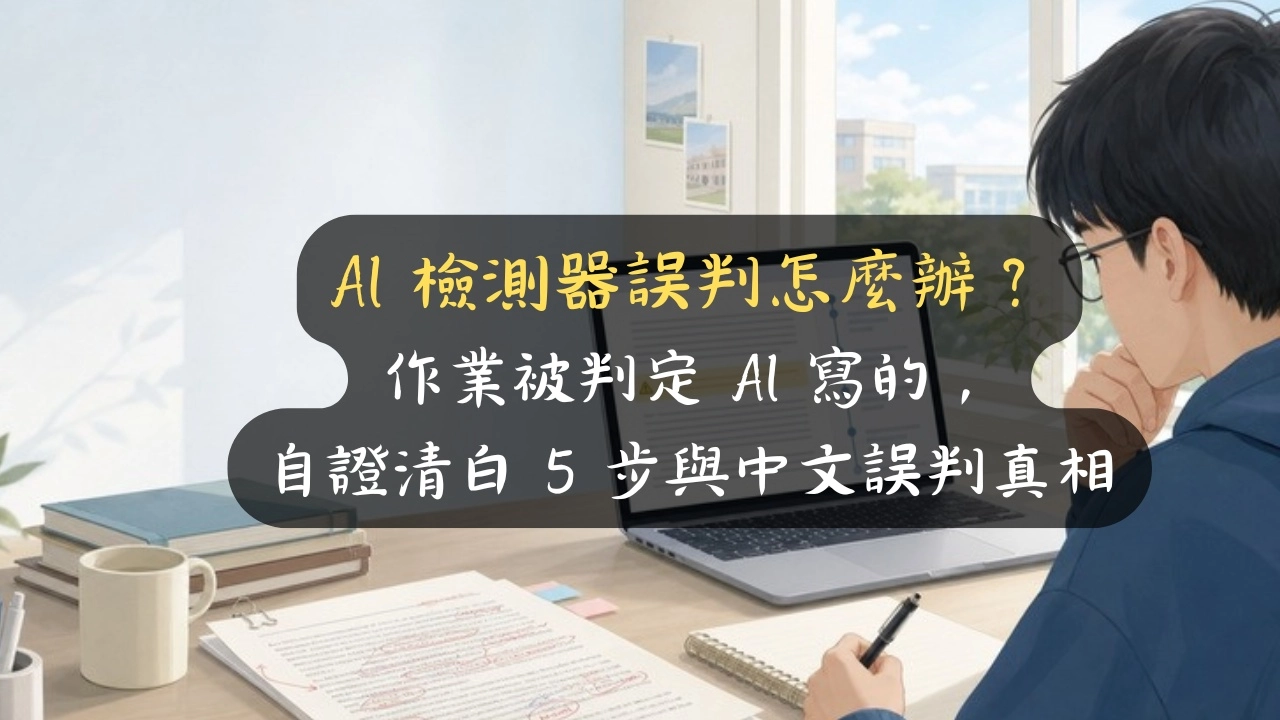 AI 檢測器誤判怎麼辦？作業被判定 AI 寫的，自證清白 5 步與中文誤判真相