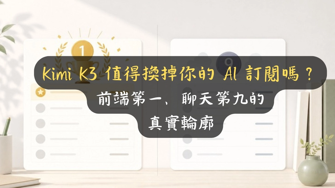 Kimi K3 值得換掉你的 AI 訂閱嗎？前端第一、聊天第九的真實輪廓