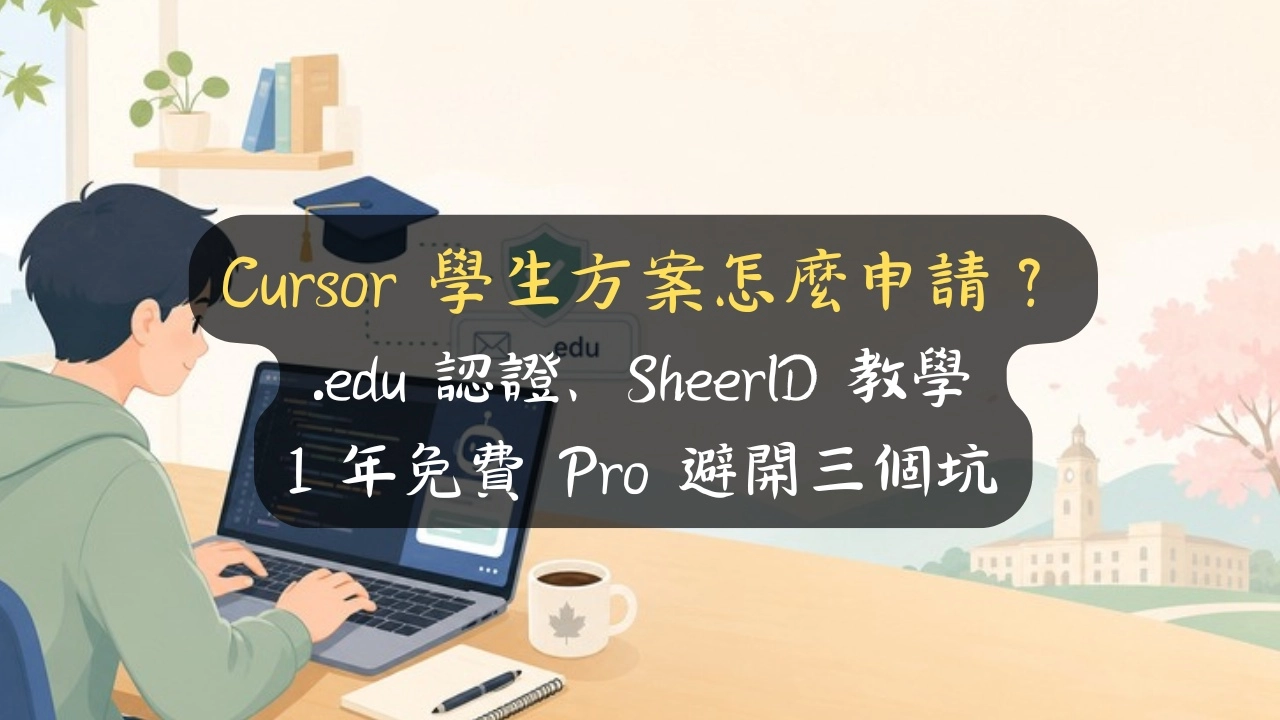 Cursor 學生方案怎麼申請？.edu 認證、SheerID 教學與 1 年免費 Pro，華語區學生我幫你避開三個坑