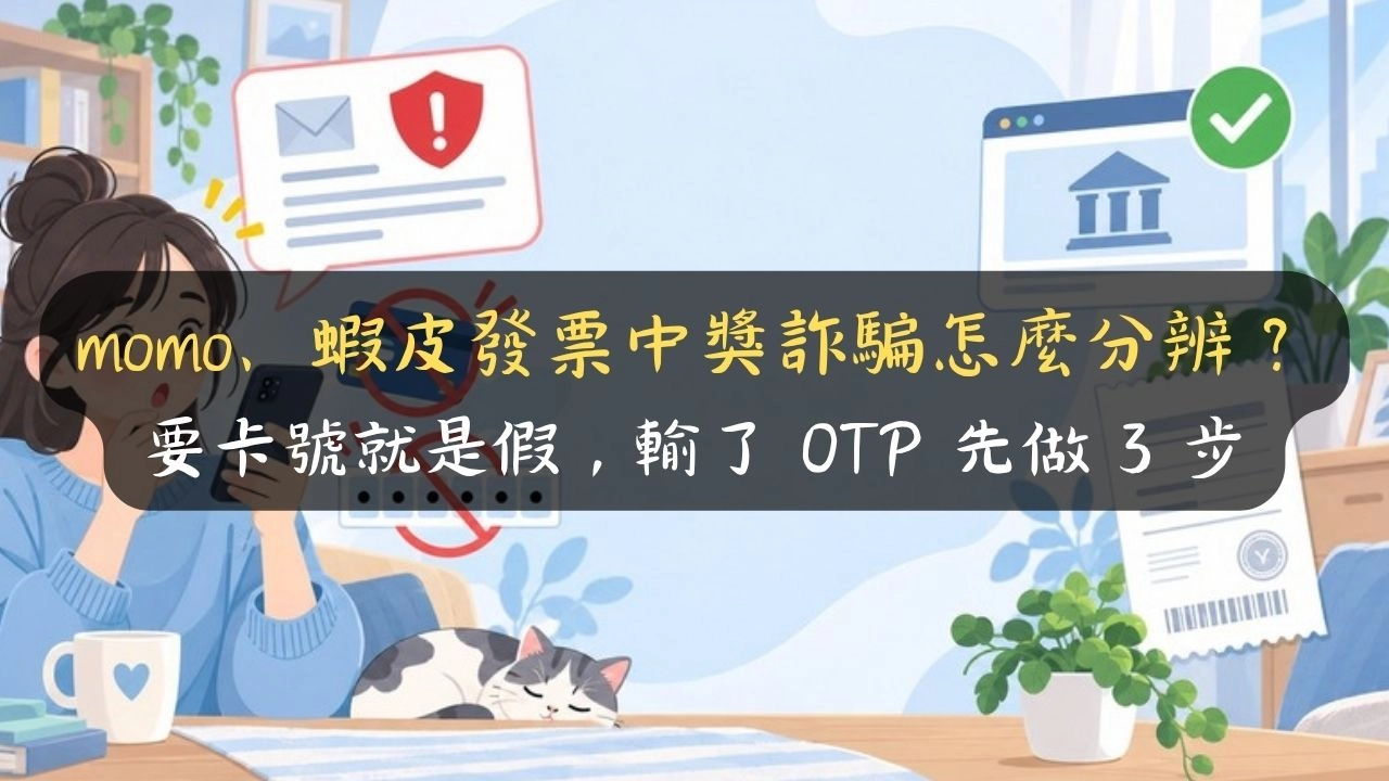 momo、蝦皮發票中獎詐騙怎麼分辨？要卡號就是假，輸了 OTP 先做 3 步